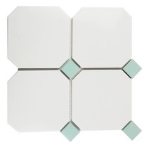 타일닷컴 옥타곤 팔각 150mm 모자이크 화이트 11장 1헤베 현관 주방 욕실 타일, 6. 팔각 모자이크 (화이트+민트) 11장-1㎡