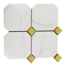 타일닷컴 옥타곤 팔각 150mm 모자이크 마블 11장-1헤베 현관 주방 욕실 타일, 1. 팔각 모자이크 (마블+골드) 11장-1㎡