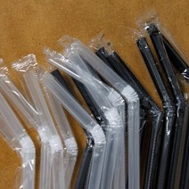 주름빨대 검정 25cm 개별포장 500개, 단품