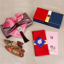 윤씨방 꽃 현금 예단함 풀세트 5종, 예단함_빨강남색x봉채용_정보포함인쇄