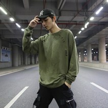 차쿠 남자 데미지 맨투맨 티셔츠