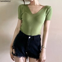 메이킹유 6212 크러시 티셔츠 니트 반팔