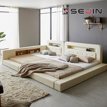 세진침대 코코 LED 수납 오픈형 패밀리침대, 7-4.코코 오픈형 패밀리침대+솔리드7존40T_아이보리