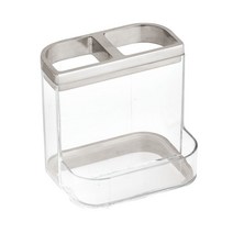 iDESIGN 헤일리 배니티 센터 양치용품 정리, 1개, Clear + Metallic