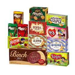 곽과자12종세트_빼빼로3종+홈런볼+빈츠+다이제미니+쿠크다스+쵸코하임+화이트하임+씨리얼+칸쵸+초코송이, 빼빼로+홈런볼+빈츠+다이제미니+쿠크다스+쵸코하임+화이트하임+씨리얼+칸쵸+초코송이, 1개