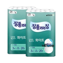 미래생활 잘풀리는집 깨끗한 화이트 화장지 28m 3겹 60롤 휴지, 28m, 30롤, 2개