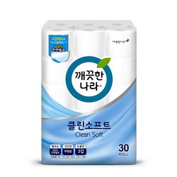 깨끗한나라 클린소프트 천연펄프 3겹 고급롤화장지, 30m, 30개입, 1개