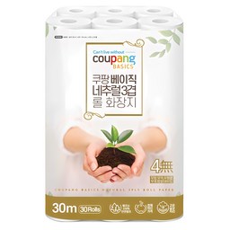 쿠팡베이직 네추럴 3겹 천연펄프 롤화장지 30m - 최고의 선택!