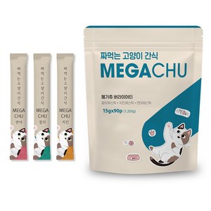 메가츄 짜먹는 고양이 간식 츄 90스틱 대용량, 2개