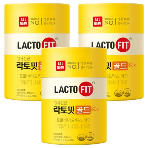 락토핏 골드 80포, 160g, 3개