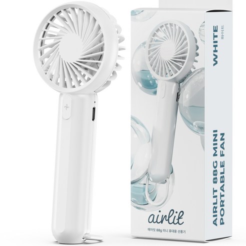  누아트 에어릿 초경량 2in1 미니 무선 휴대용 선풍기 88g, 단일상품, 화이트