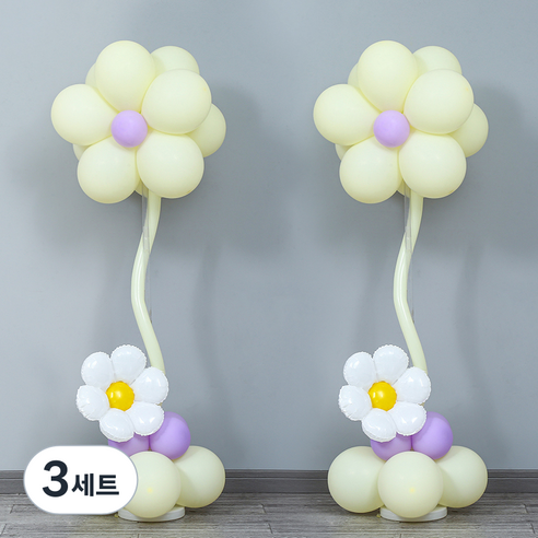 피앤비유니티 DIY 스마일 데이지 대형 왕관풍선 스탠드 모음 세트, 06 DIY 대형풍선 스탠드 마카롱옐로우, 3세트