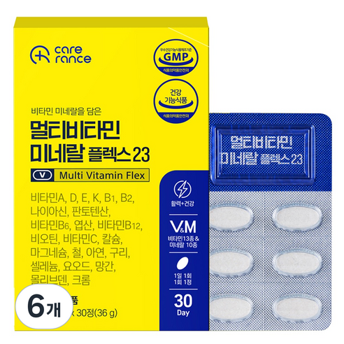 케어란스 30중 복합 기능성 멀티비타민 미네랄 플렉스 23 36g, 6개, 30정