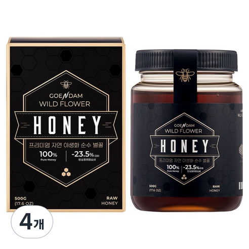 고은담 프리미엄 자연 야생화 순수 벌꿀, 4개, 500g