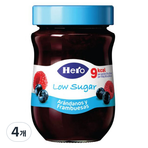 헤로 저당 블루베리&라즈베리잼, 4개, 280g