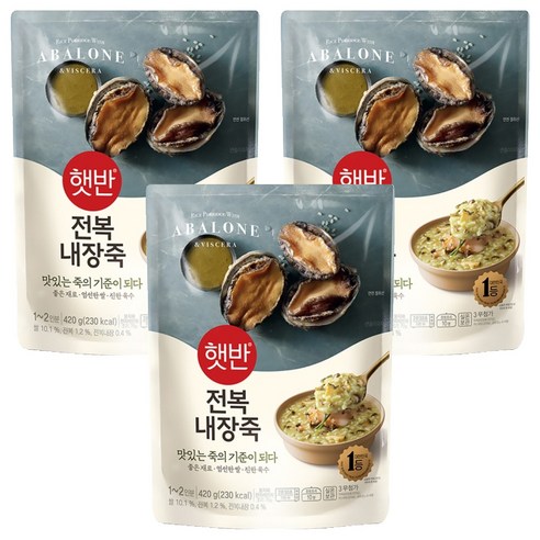 햇반 전복 내장죽, 420g, 3개