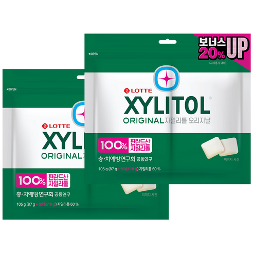 롯데자일리톨 오리지날 리필, 105g, 2개