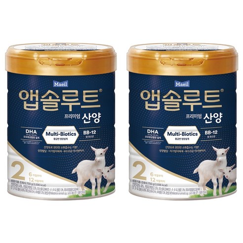 앱솔루트 프리미엄 산양 분유 2단계, 750g, 2개