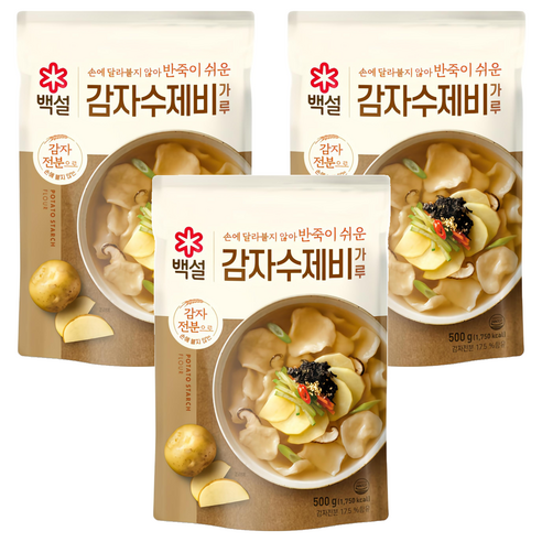 백설 감자수제비 가루, 500g, 3개