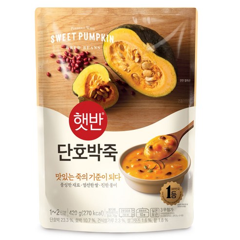 비비고 CJ 햇반 소프트밀 단호박죽 420g, 420g, 1개