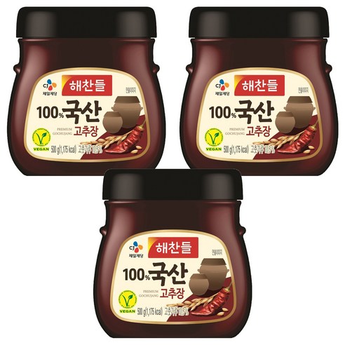 100% 국산 고추장, 500g, 3개