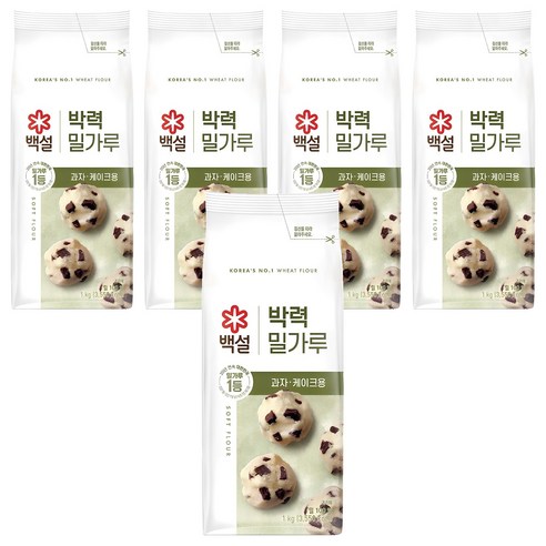 백설 박력 밀가루, 1kg, 5개