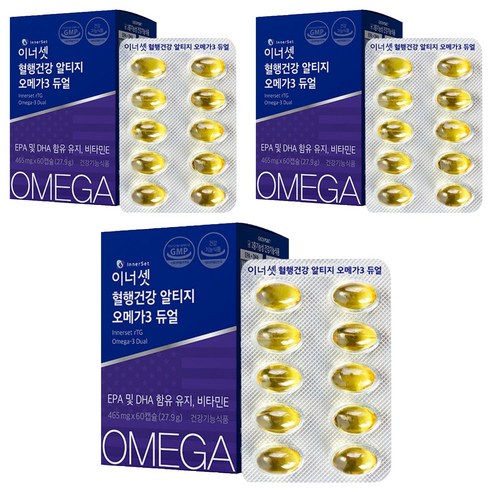 이너셋 혈행건강 알티지 오메가 3 듀얼 60p, 3개, 27.9g