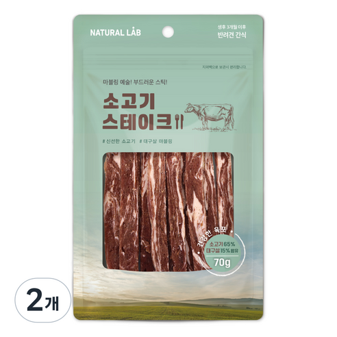 네츄럴랩 강아지 건강한육포 스테이크, 70g, 2개, 소고기