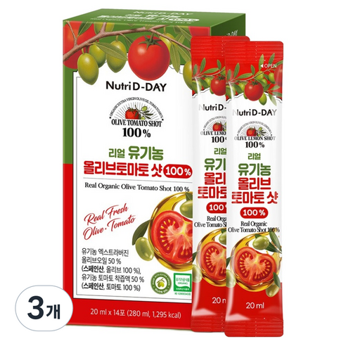 뉴트리디데이 리얼 NFC 착즙 유기농 올리브토마토 스틱 올토샷 14p