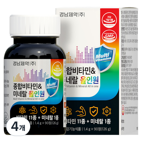 경남제약 멀티 종합비타민 미네랄 올인원 126g, 90정, 4개