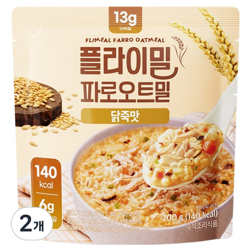 플라이밀 파로오트밀 닭죽맛, 200g, 2개