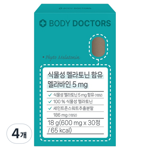 바디닥터스 식물성 멜라토닌 함유 멜라바인 5mg 18g, 30정, 4개