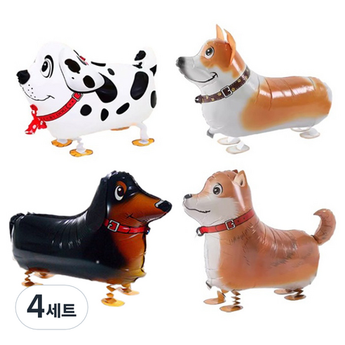 걸어다니는 동물 산책 파티 풍선 4종 세트 P89005A, A세트, 4세트