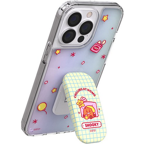 아이컬러즈 BT21 파티 타임 클릭 스탠드 톡 홀로그램 휴대폰 케이스