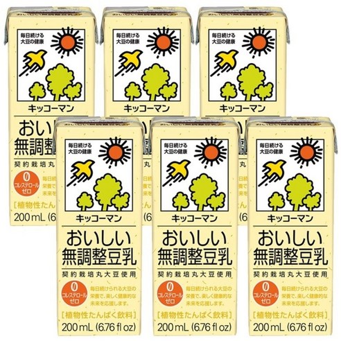 기꼬만 두유 무가당 200ml X 6개, 200ml, 6개