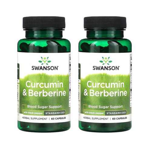 Swanson 베르베린 추출 300mg & 커큐민 뿌리 추출 300mg 후추 함유 Berberine & Curcumin