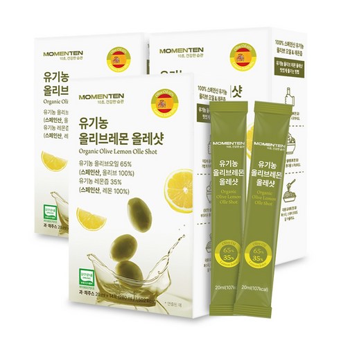 모먼튼 유기농 올리브레몬 올레샷 20ml 올리브오일 레몬즙 엑스트라버진 스틱, 3박스, 280ml