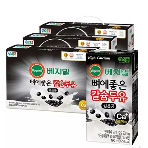 베지밀 뼈에좋은 칼슘 두유 검은콩 190ml,72팩(선물용)