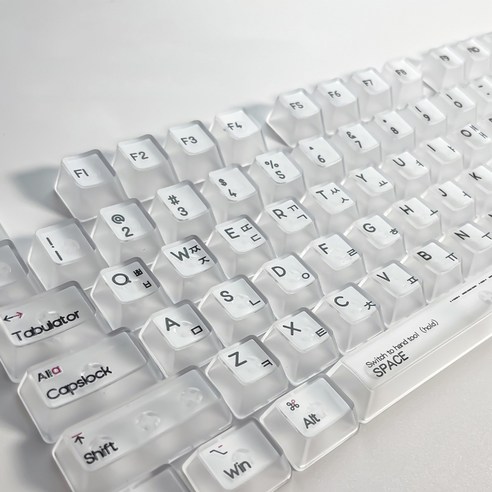 BIKASU 투명 한글키캡  PBT 기계식 키보드 키캡 OEM 132키 키캡 세트