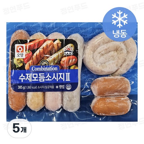 오양 수제모듬소시지 냉동 (업소용 식당용수제소시지 호프집 간편안주), 385g, 5개