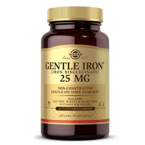 [정품 미국 배송] 솔가 젠틀 아이언 180정 (베지캡슐), Solgar Gentle Iron 25mg 180Vcaps
