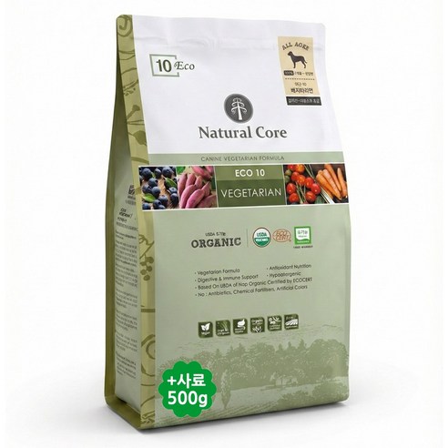네츄럴코어 에코10 베지테리언 +증정(기능성사료500g) 채식/야채/디톡스 애견사료, 10kg, 1개, 곡물