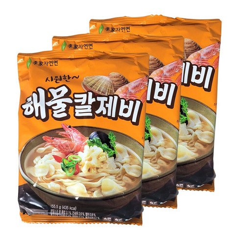 이가자연면 해물칼제비, 155.5g, 3개