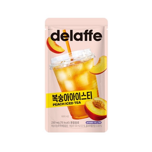 델라페 복숭아아이스티 파우치 230ml x 2개, 230ml