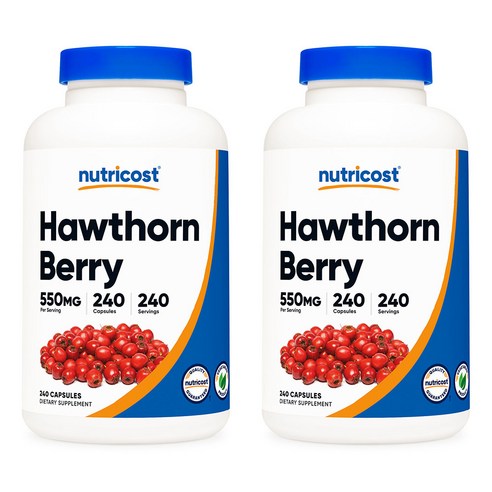 뉴트리코스트 호손 베리 Hawthorn Berry 550MG 240캡슐 2개, 2개, 240정