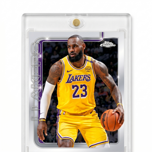 르브론 제임스 NBA카드 농구카드 Topps Chrome 마그네틱케이스 보호슬리브 포함, 1개, 엘로우