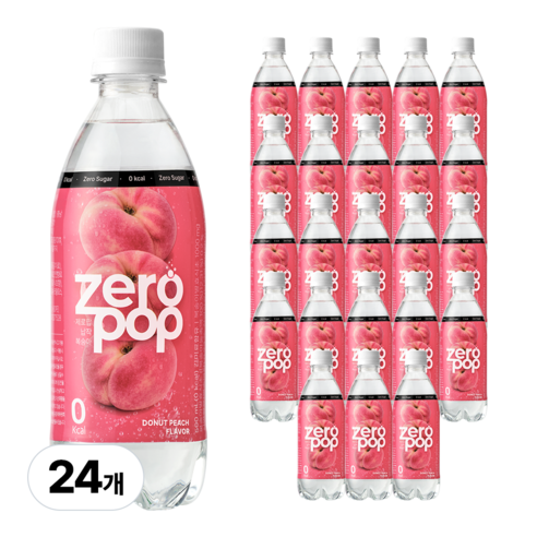 잇더핏 제로팝 납작복숭아맛 애사비소다 제로 탄산음료, 24개, 500ml