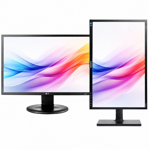 삼성 LG 22인치 피벗 모니터 높낮이 LED FHD 세로모니터 벽걸이 사무용 업무용 듀얼용, 54.5cm, 22인치 피벗 DVI TO HDMI 변환