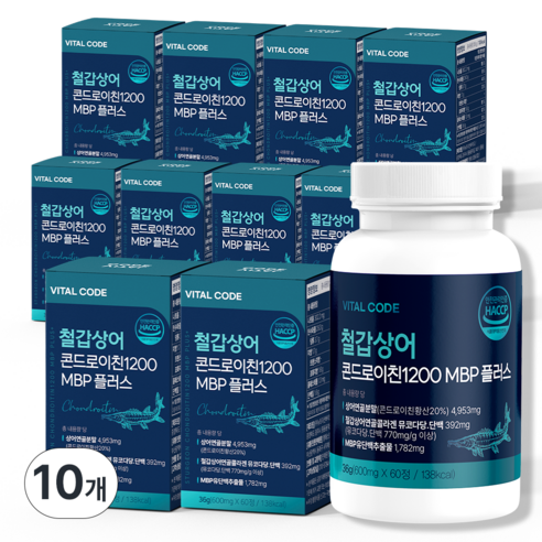 철갑상어 콘드로이친 6형 1200 식약청 상어연골 MBP 플러스 바이탈코드, 10개, 60정
