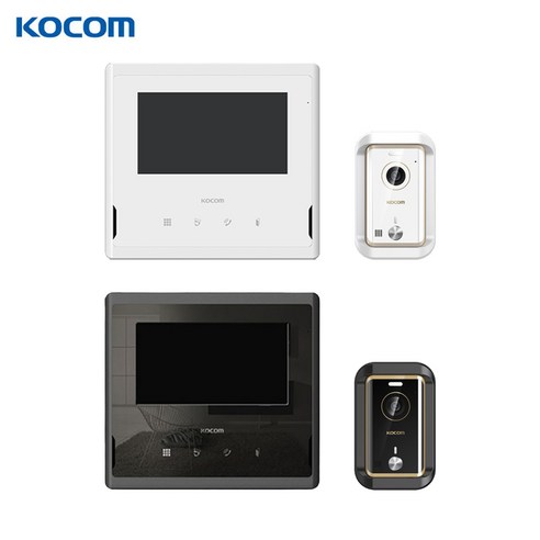 코콤 아날로그 비디오폰 KCV-S701 + 현관카메라 4선식 KC-R80E 세트, 블랙 KCV-S701 카메라세트